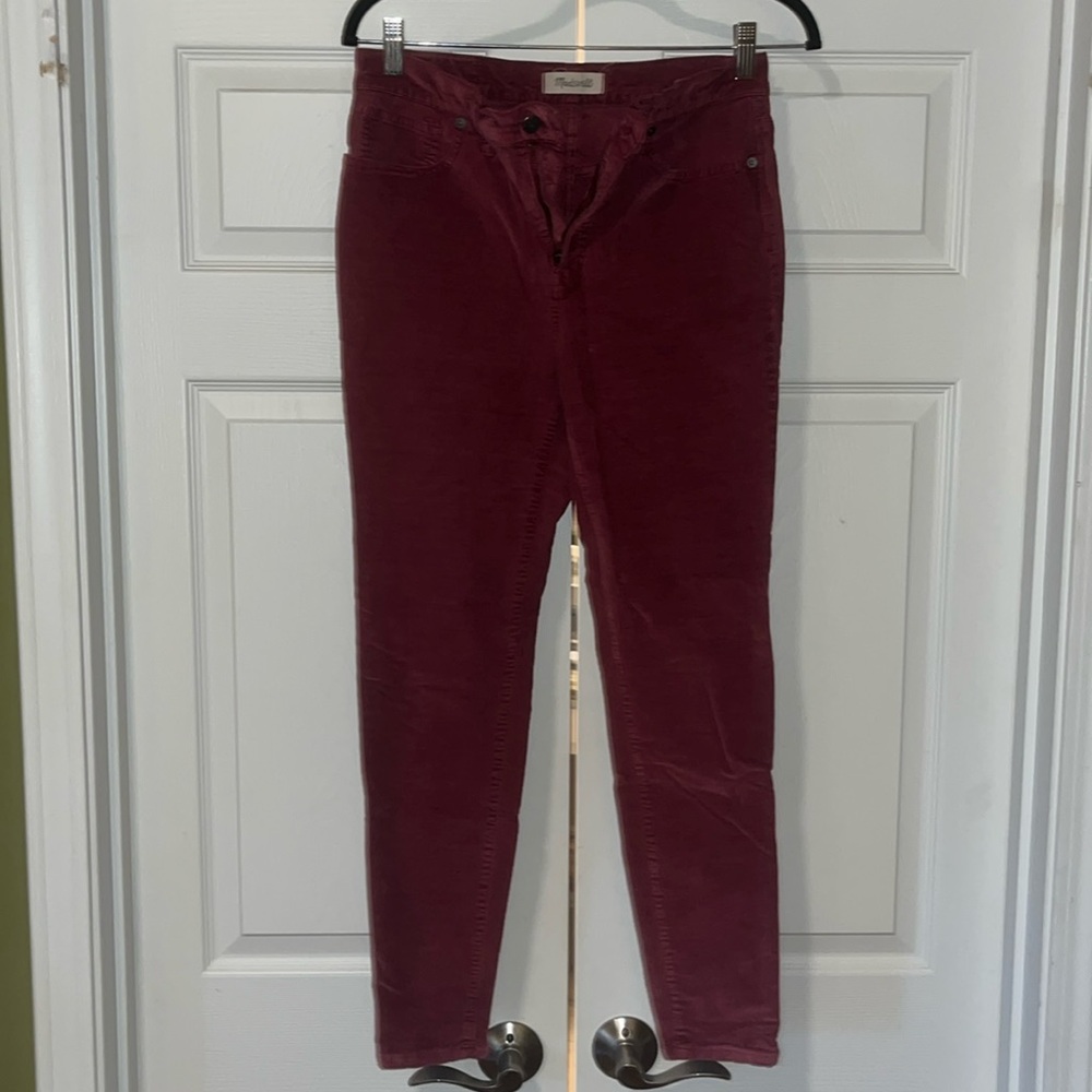 Madewell wine red velvet skinny jeans. Size 29